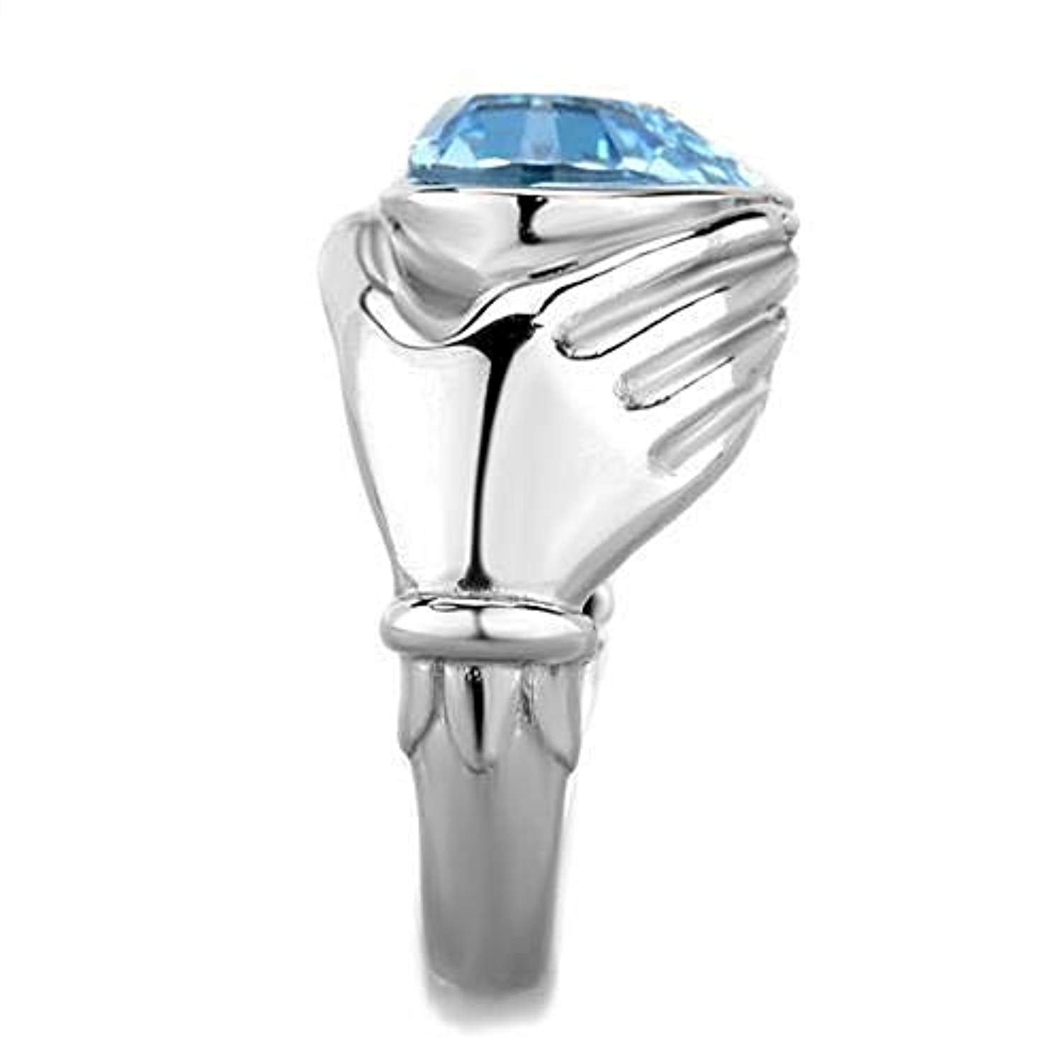 WildKlass Stainless Steel Ring High Polished (no Plating) Women Top Grade Crystal Sea Blue