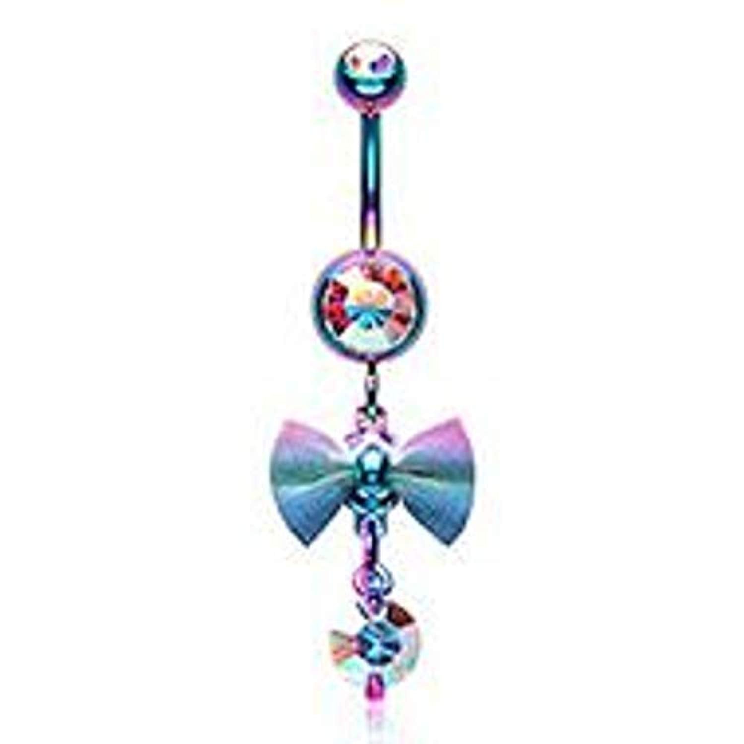 Rainbow Dainty Mesh Bow Gem Sparkle WildKlass Belly Button Ring