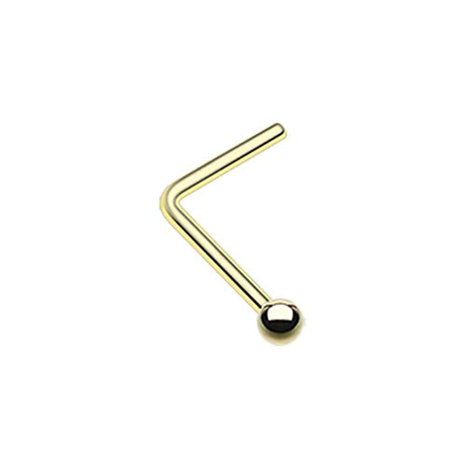 Gold PVD Ball Top L-Shaped WildKlass Nose Ring