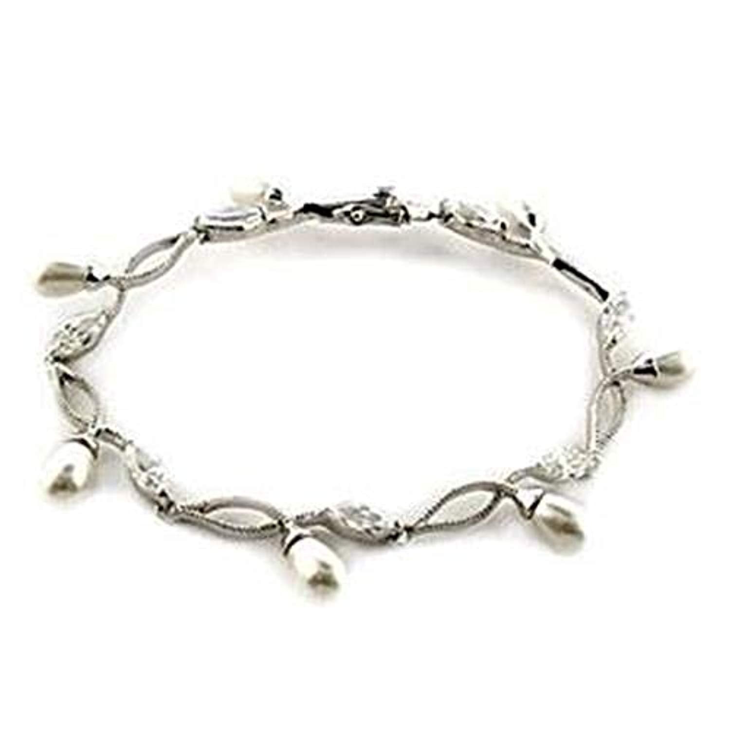 WildKlass 925 Sterling Silver Western Bracelet Rhodium Women Synthetic White