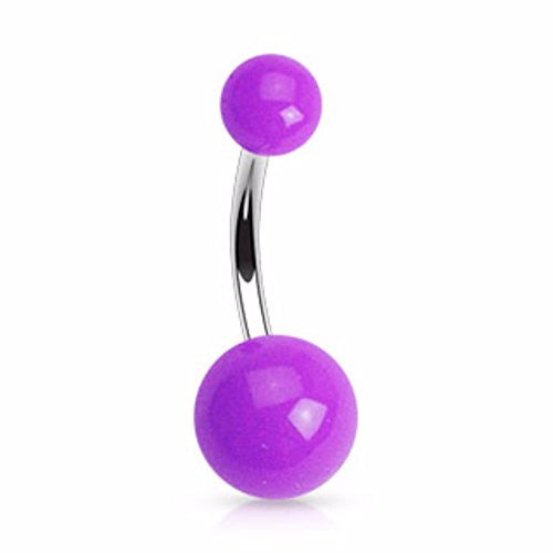 Solid color Acrylic WildKlass Balls 316L Surgical Stainless Steel WildKlass Navel Rings (Sold by Pie