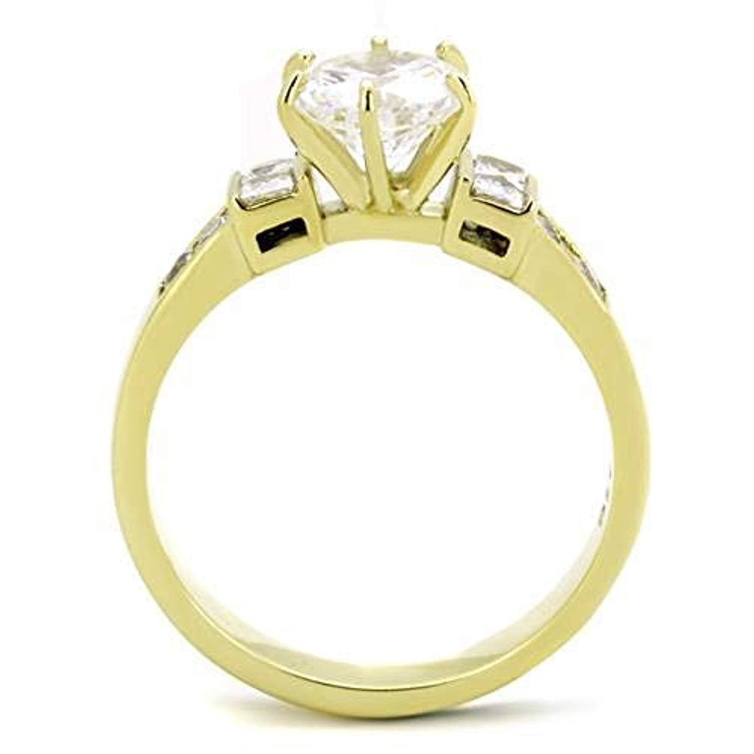 WildKlass Stainless Steel Ring IP Gold Women AAA Grade CZ Clear