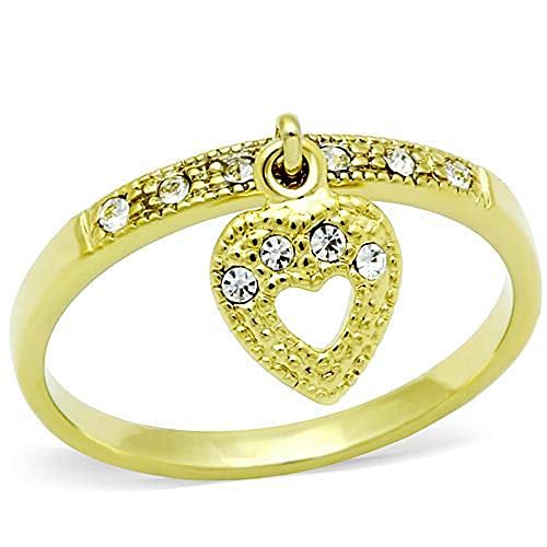 WildKlass Stainless Steel Heart Ring IP Gold Women Top Grade Crystal Clear