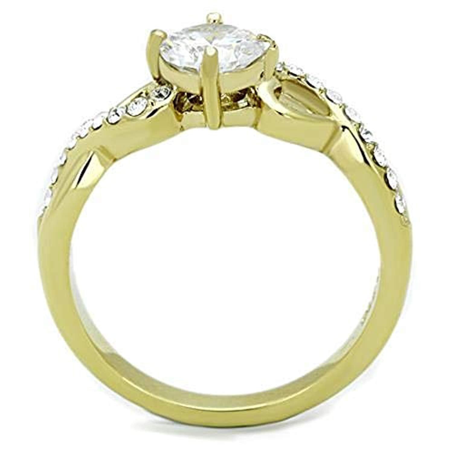 WildKlass Stainless Steel Ring IP Gold Women AAA Grade CZ Clear