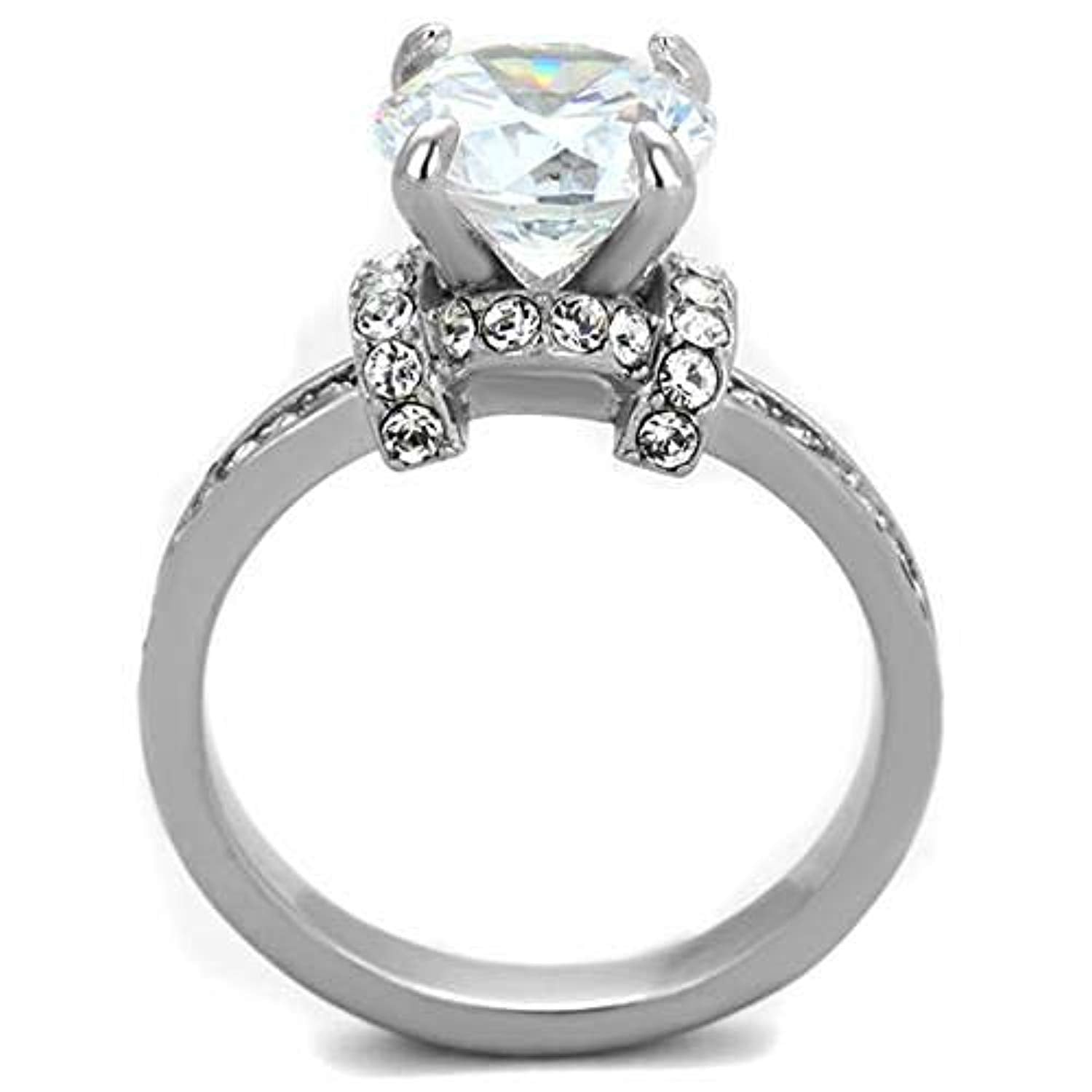 WildKlass Stainless Steel Ring No Plating Women AAA Grade CZ Clear