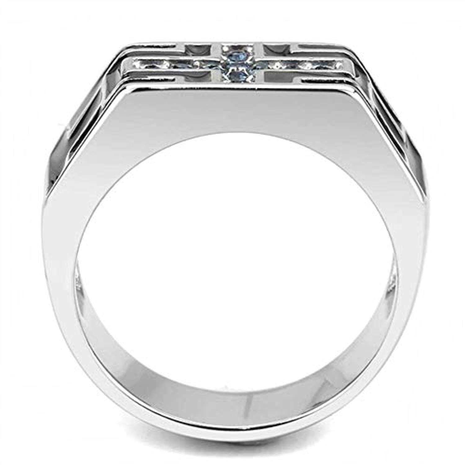 WildKlass Stainless Steel Ring High Polished Men Top Grade Crystal Montana