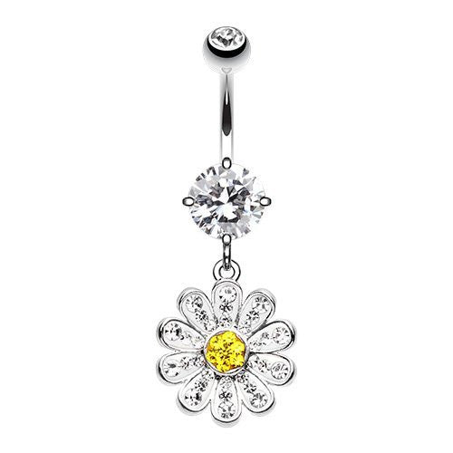 Cute Daisy Multi-Sprinkle Dot 316L Surgical Steel Belly Button Ring