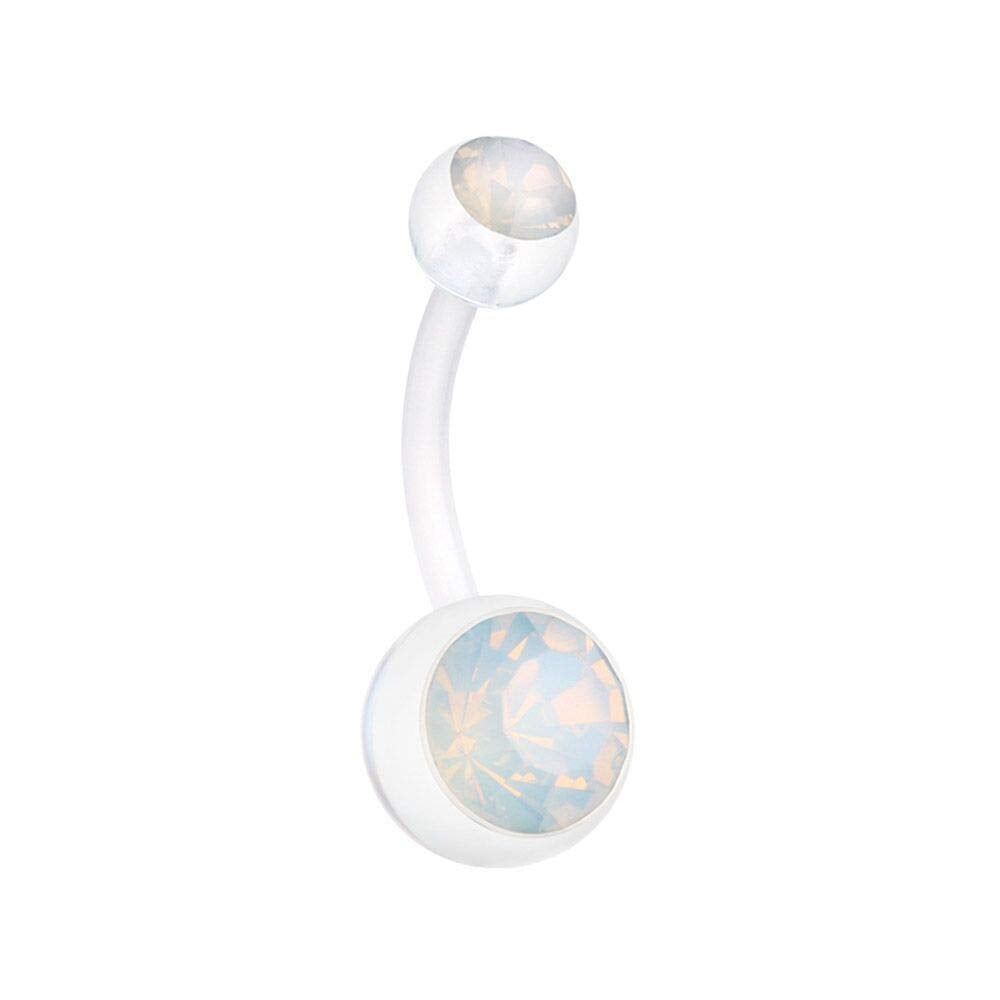 Opal Gem Bio Flexible Shaft Acrylic Ball WildKlass Belly Button Ring