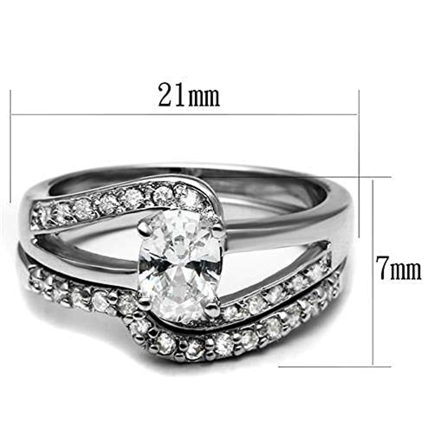 WildKlass Stainless Steel Ring High Polished Women AAA Grade CZ Clear