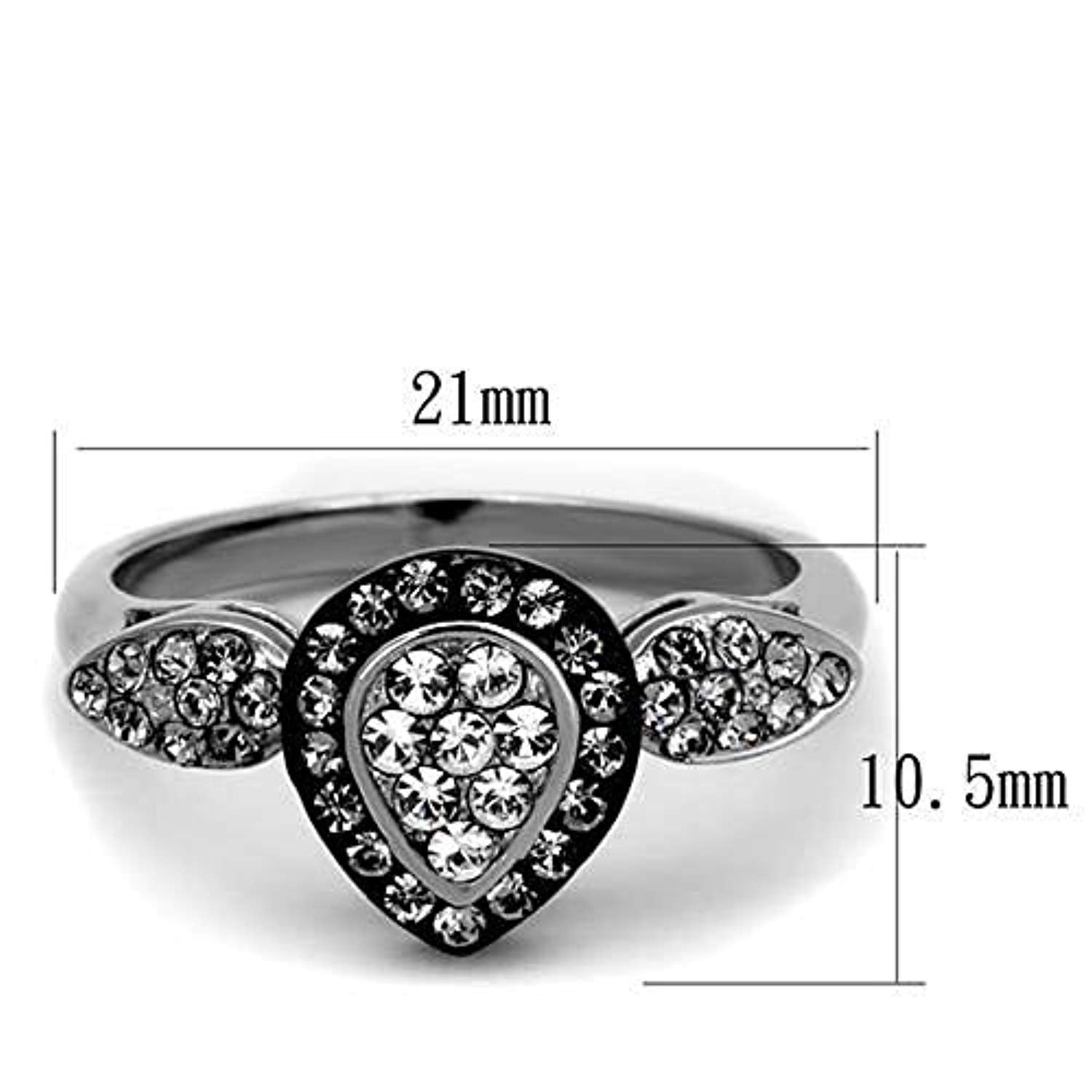 WildKlass Stainless Steel Ring Two-Tone IP Black Women Top Grade Crystal Black Diamond