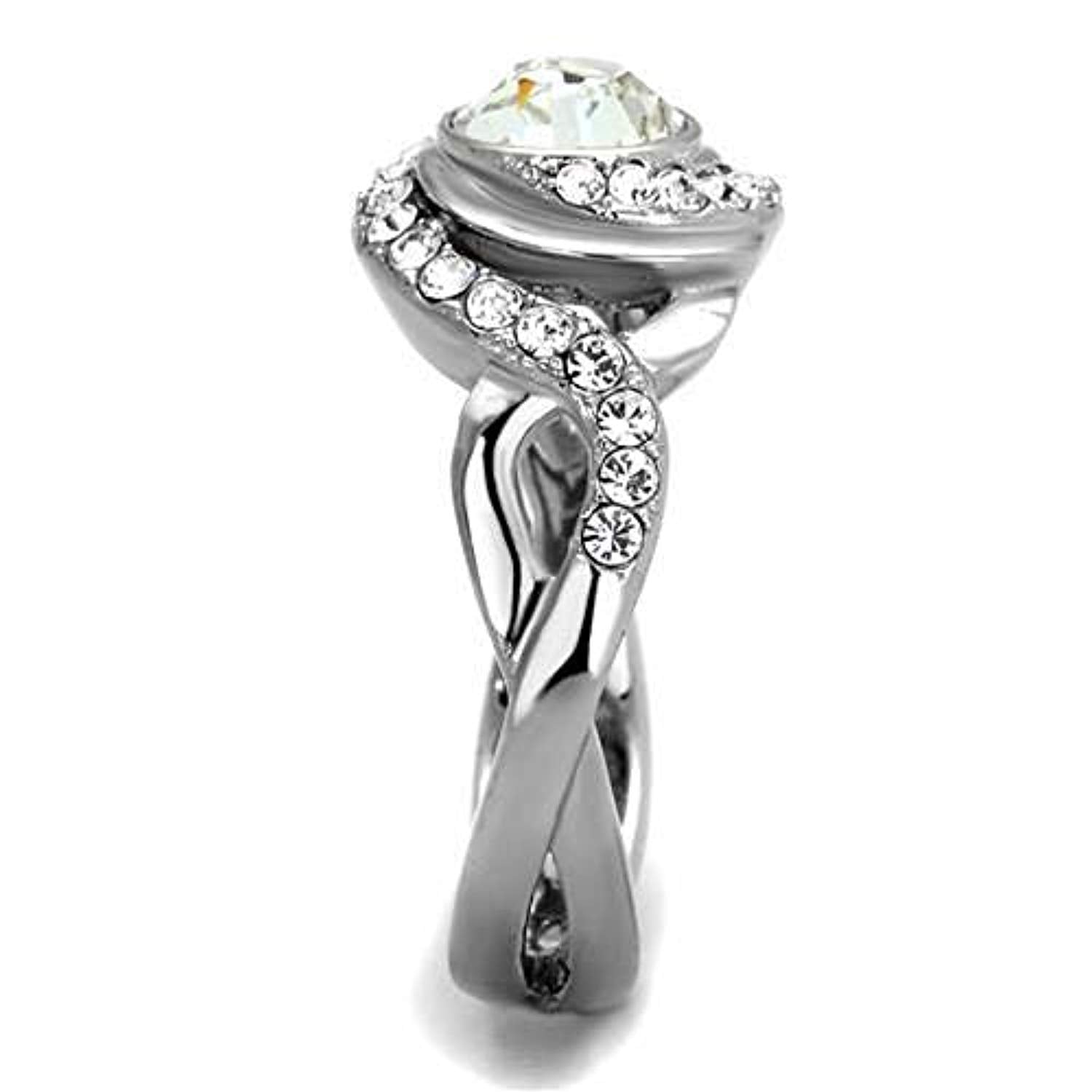 WildKlass Stainless Steel Ring High Polished (no Plating) Women Top Grade Crystal Clear