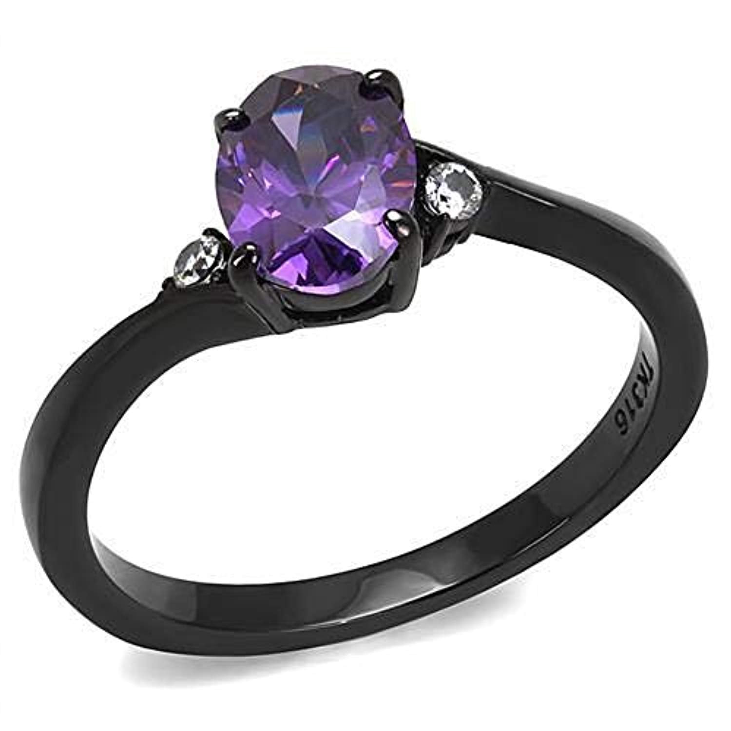 WildKlass Stainless Steel Ring IP Women AAA Grade CZ Amethyst