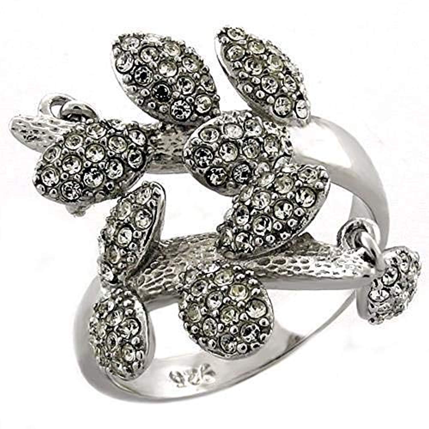 WildKlass 925 Sterling Silver Ring Rhodium Women Top Grade Crystal Clear