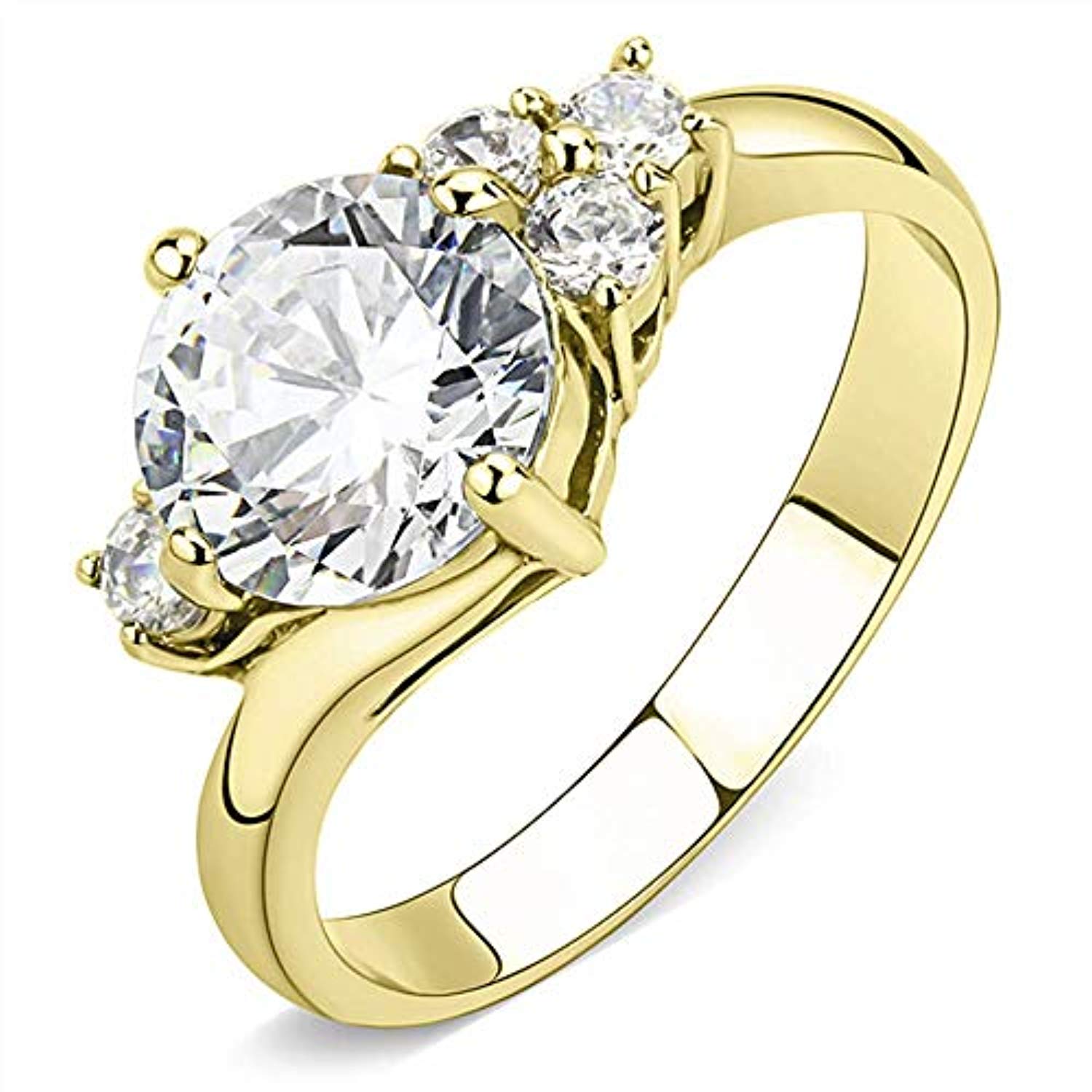 WildKlass Stainless Steel Ring IP Gold Women AAA Grade CZ Clear