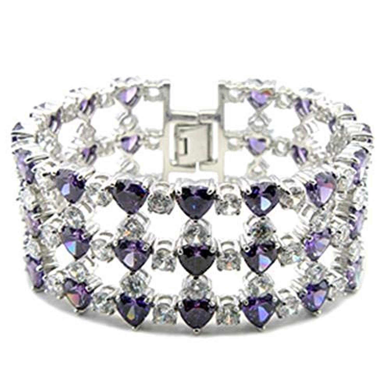 WildKlass Western Bracelet Rhodium Women AAA Grade CZ Amethyst