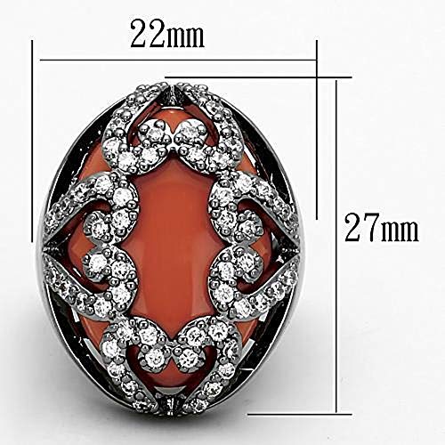 WildKlass Stainless Steel Western Ring Ruthenium Women Synthetic Orange