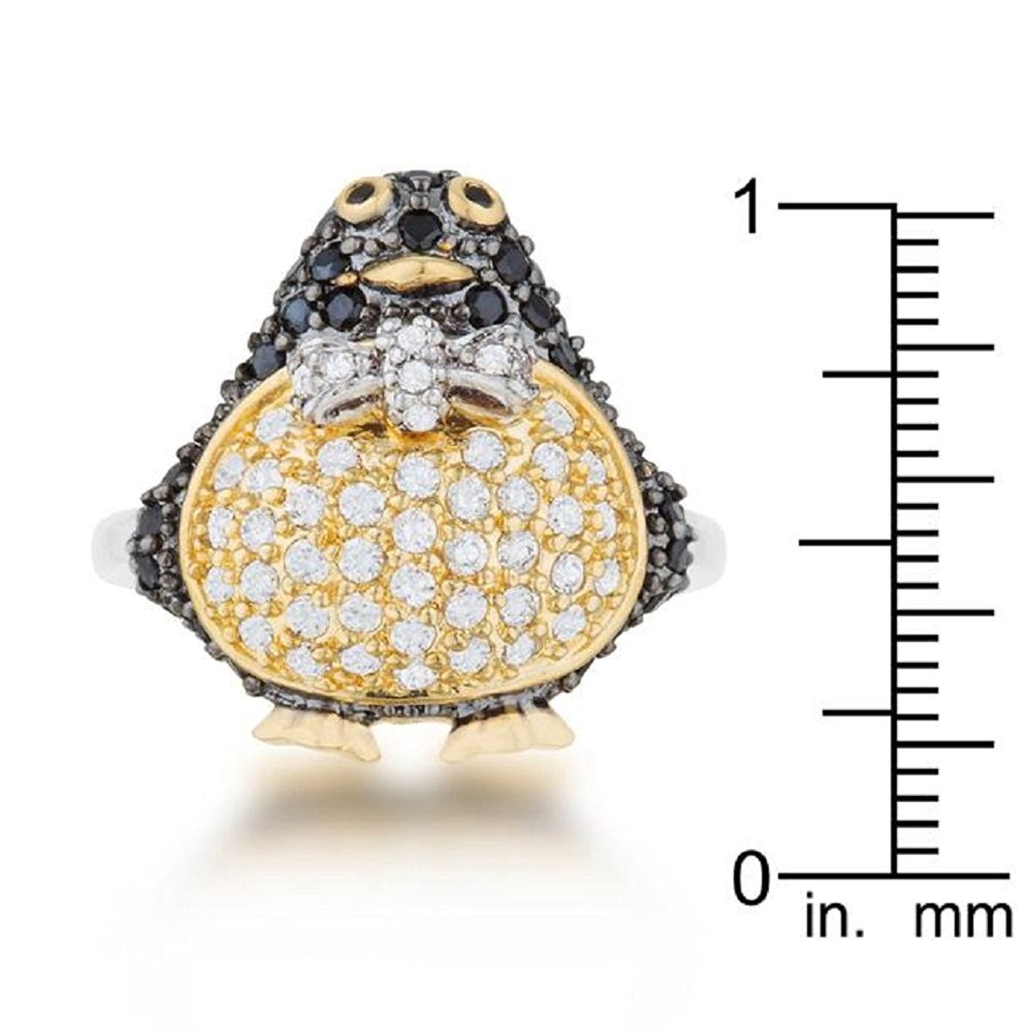 WildKlass Jet Black Cubic Zirconia Penguin Ring