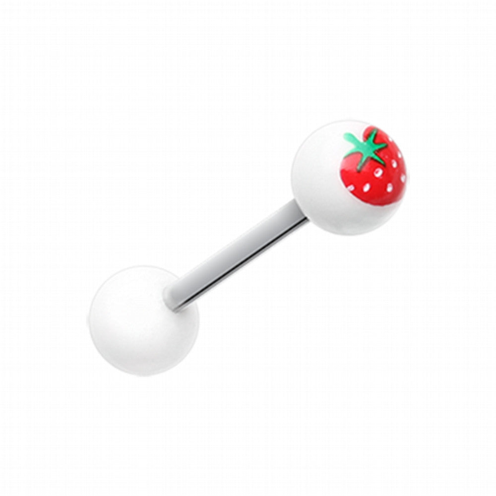 Strawberry Acrylic Top Barbell Tongue Ring