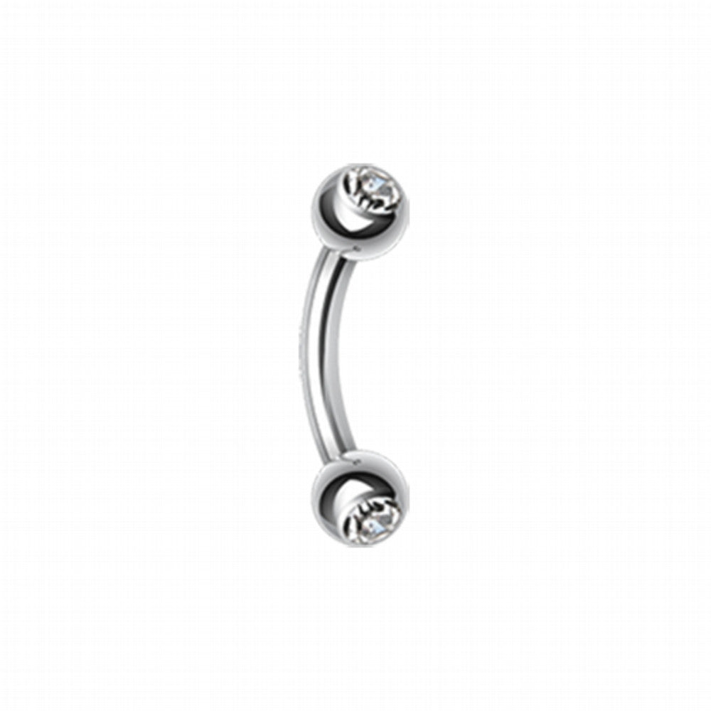 Double Gem Ball Curved Barbell Eyebrow Ring – WildKlass Jewelry
