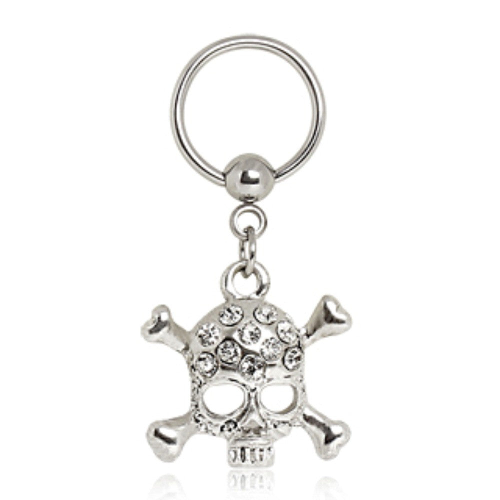 316L Surgical Steel Skull and Crossbones WildKlass Captive Bead Ring