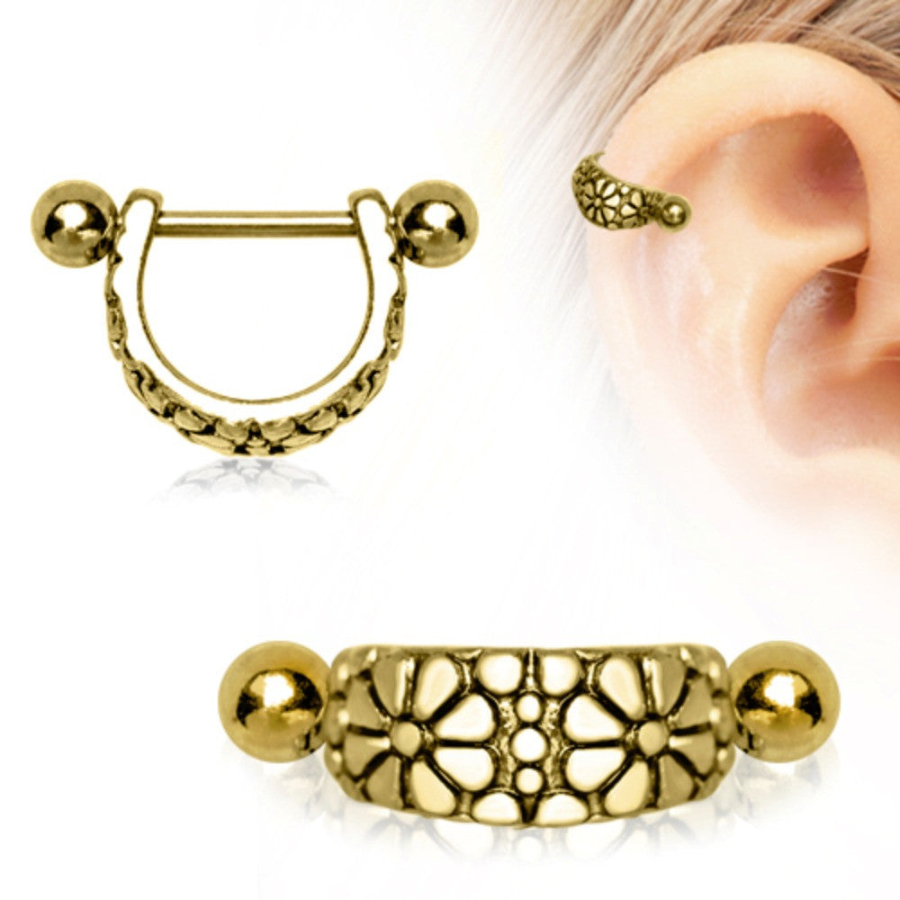 Gold Plated Daisy Ear Cuff Cartilage Earring – WildKlass Jewelry