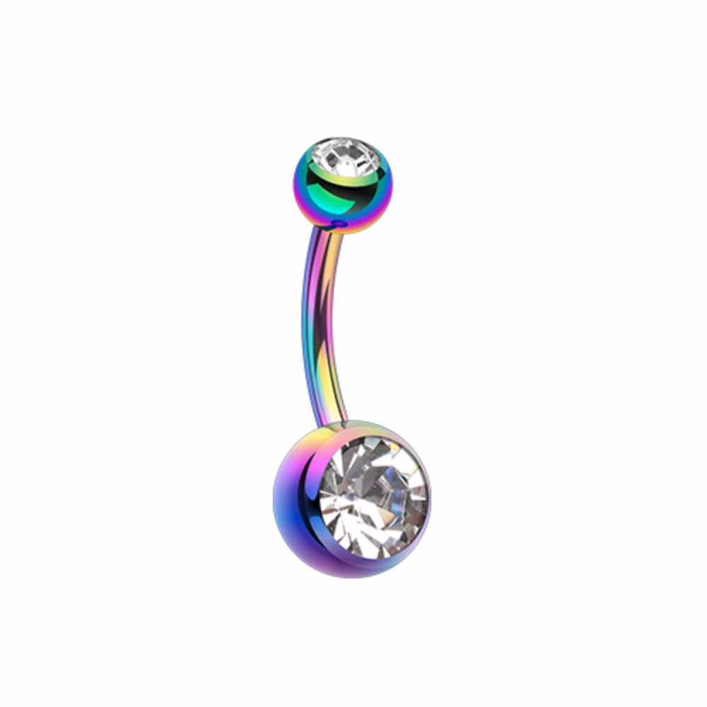 Colorline Double Gem Ball Steel Belly Button Ring – WildKlass Jewelry