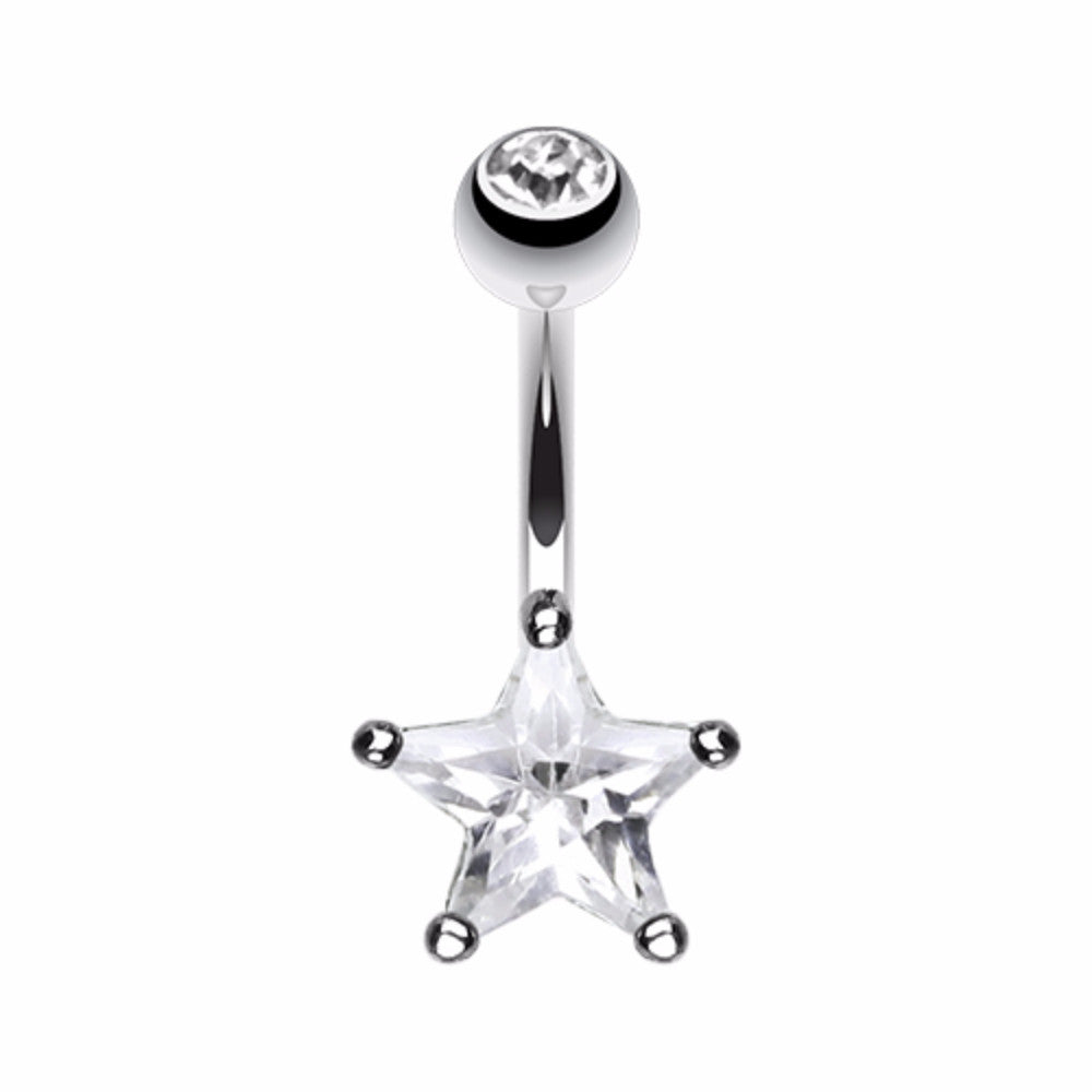 Classic Star Prong Sparkle Belly Button Ring