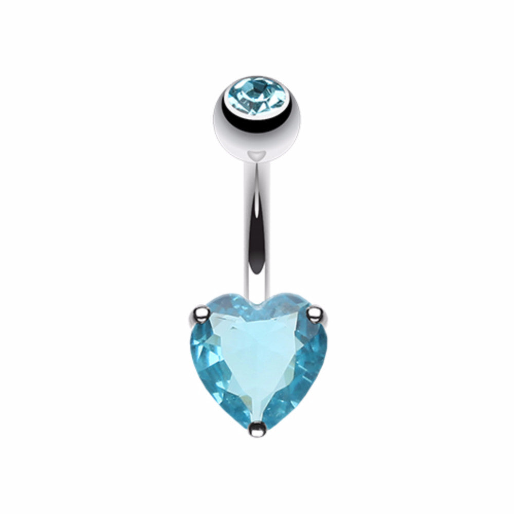 Classic Heart Prong Sparkle Belly Button Ring