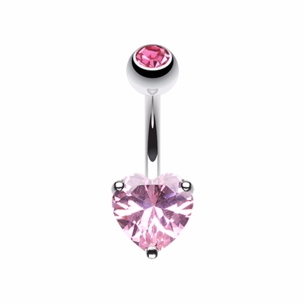 Classic Heart Prong Sparkle Belly Button Ring – WildKlass Jewelry