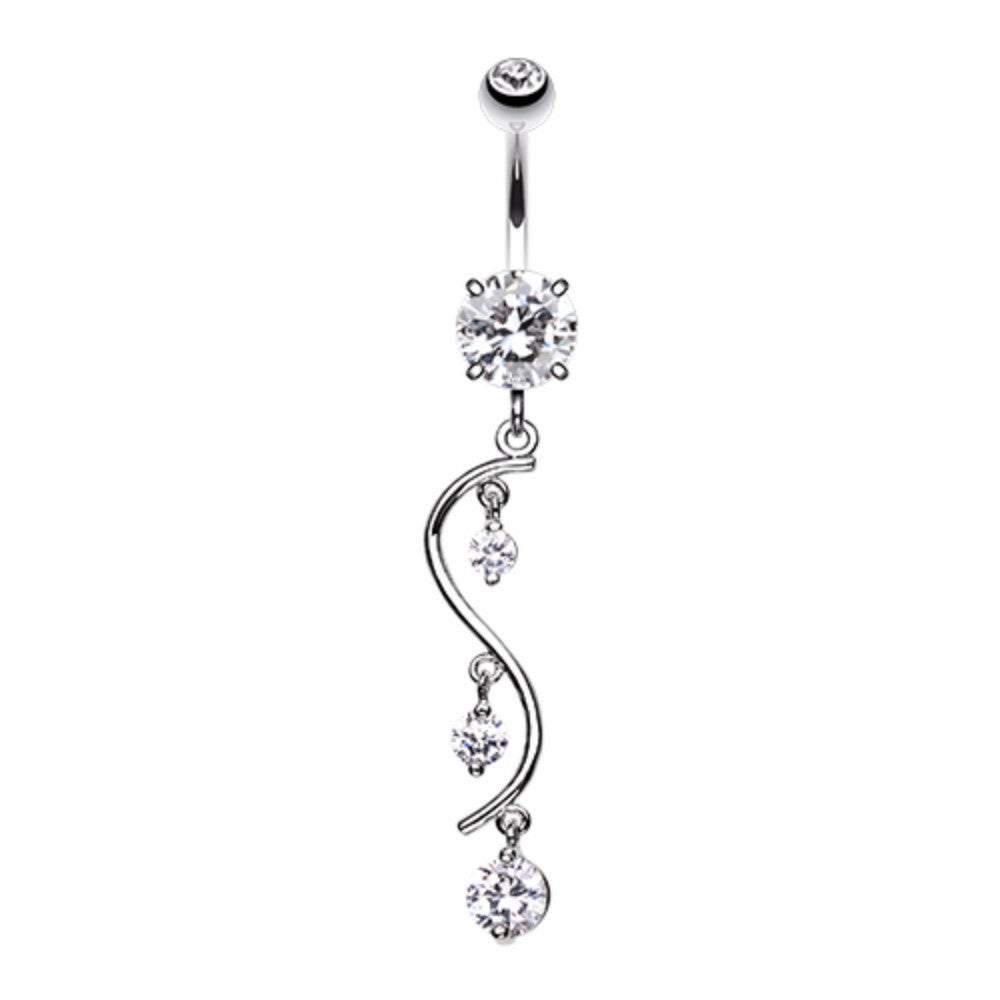 Vine Swirl Sparkle Belly Button Ring