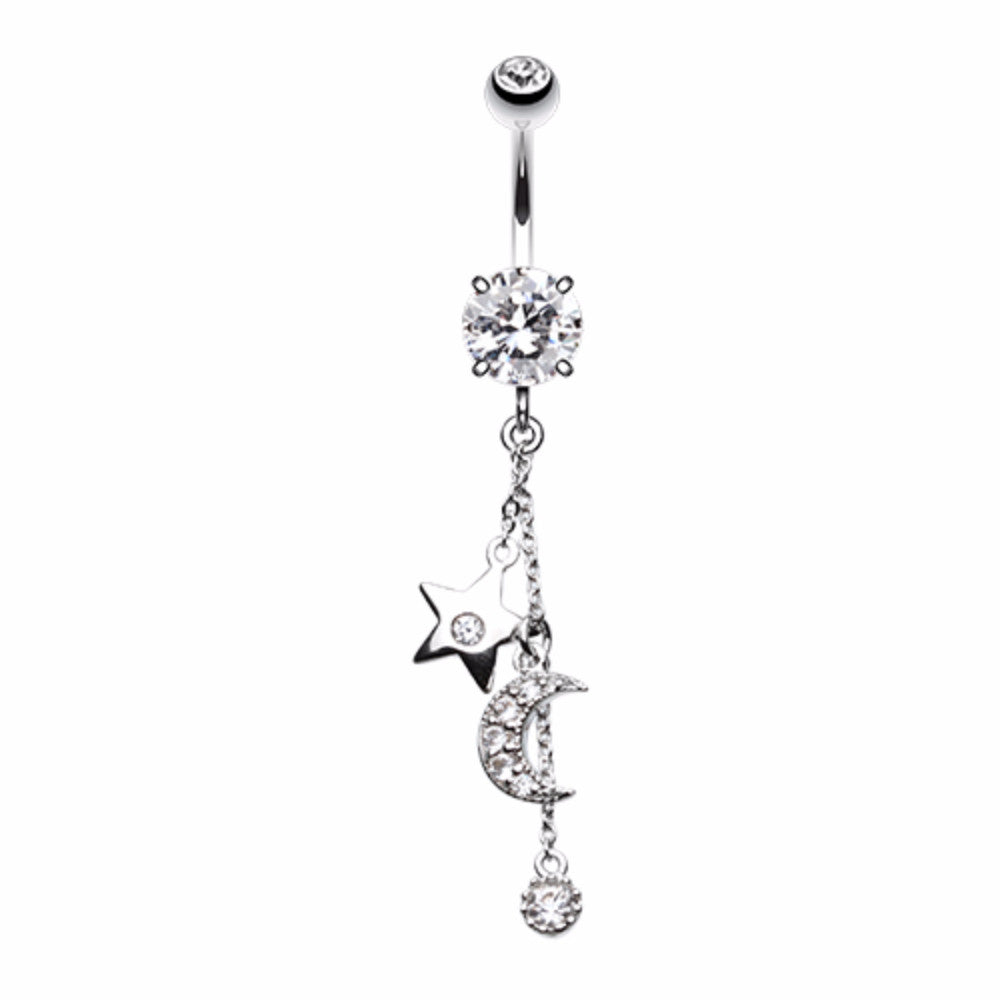 Wishing Star and Moon Belly Button Ring – WildKlass Jewelry