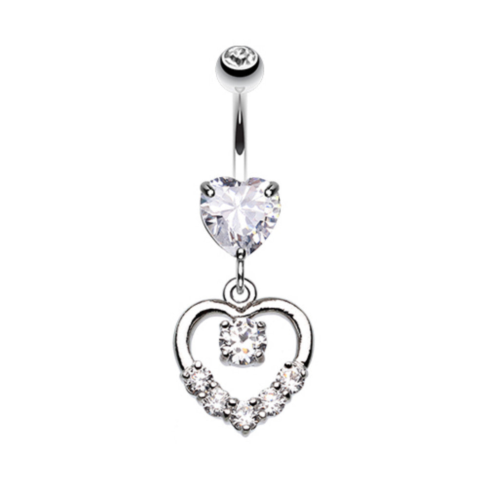 Lusterous Double Heart Belly Button Ring