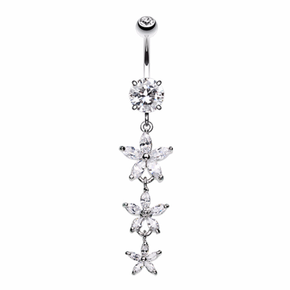 Shimmering Flower Cascade Belly Button Ring – WildKlass Jewelry