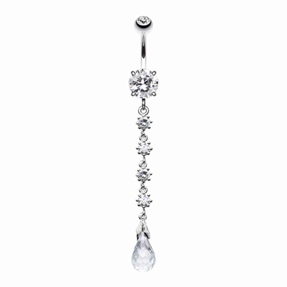 Opulent Crystalline Droplets Belly Button Ring