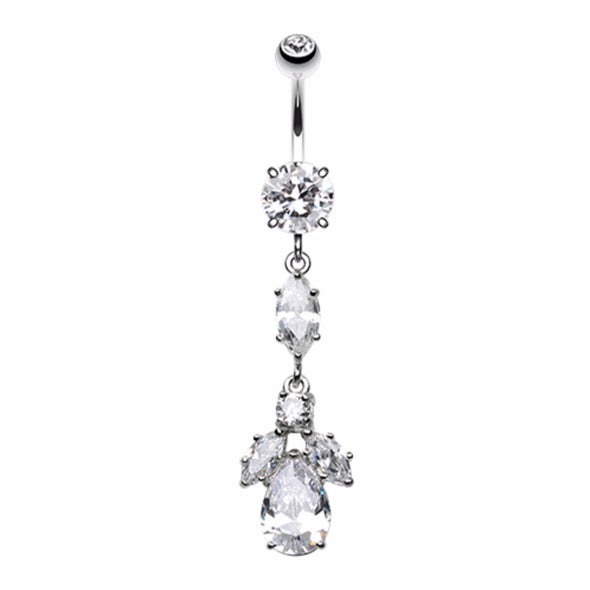 Elegant Marquise Teardrop Crystalline Belly Button Ring – WildKlass Jewelry