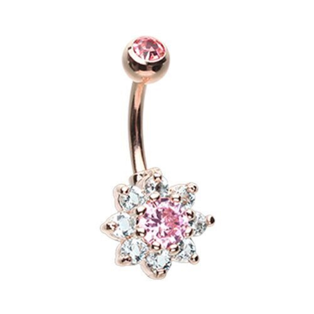 Rose Gold Luxuriant Spring Flower WildKlass Belly Button Ring