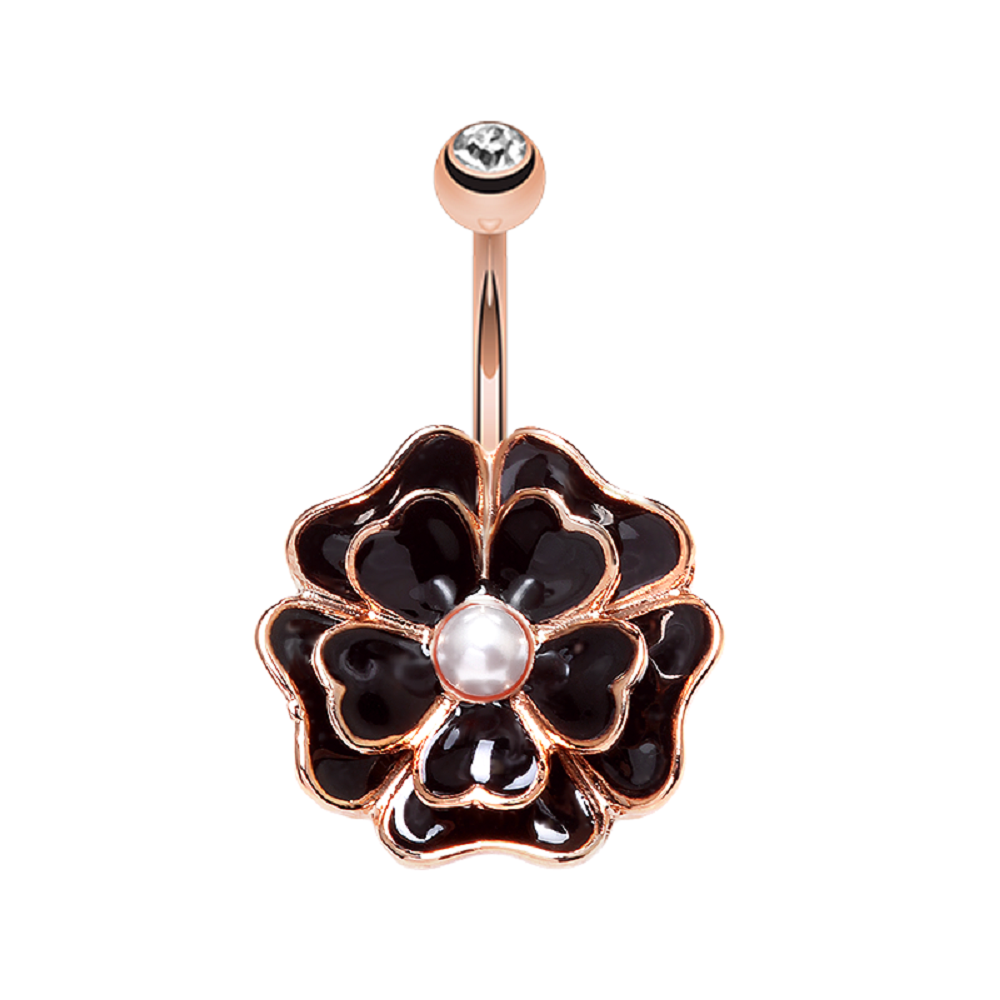 Rose Gold Zinnia Flower Petal WildKlass Belly Button Ring