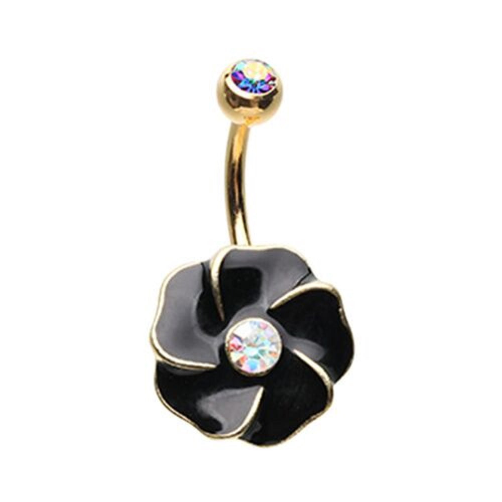 Golden Dark Hibiscus WildKlass Belly Button Ring