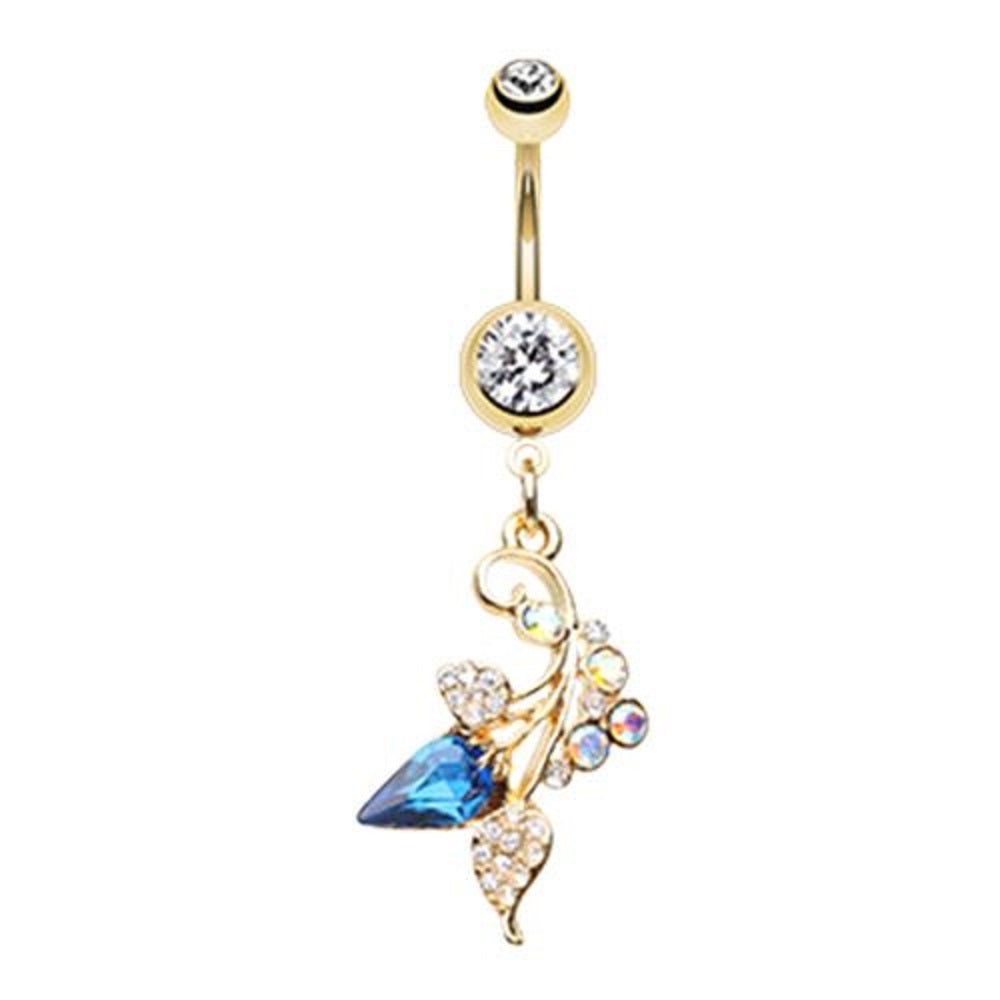 Golden Ivy Leaves WildKlass Belly Button Ring