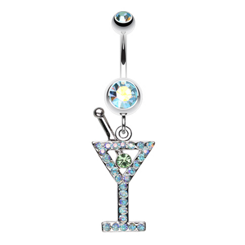 Martini Glass Sparkle Belly Button Ring