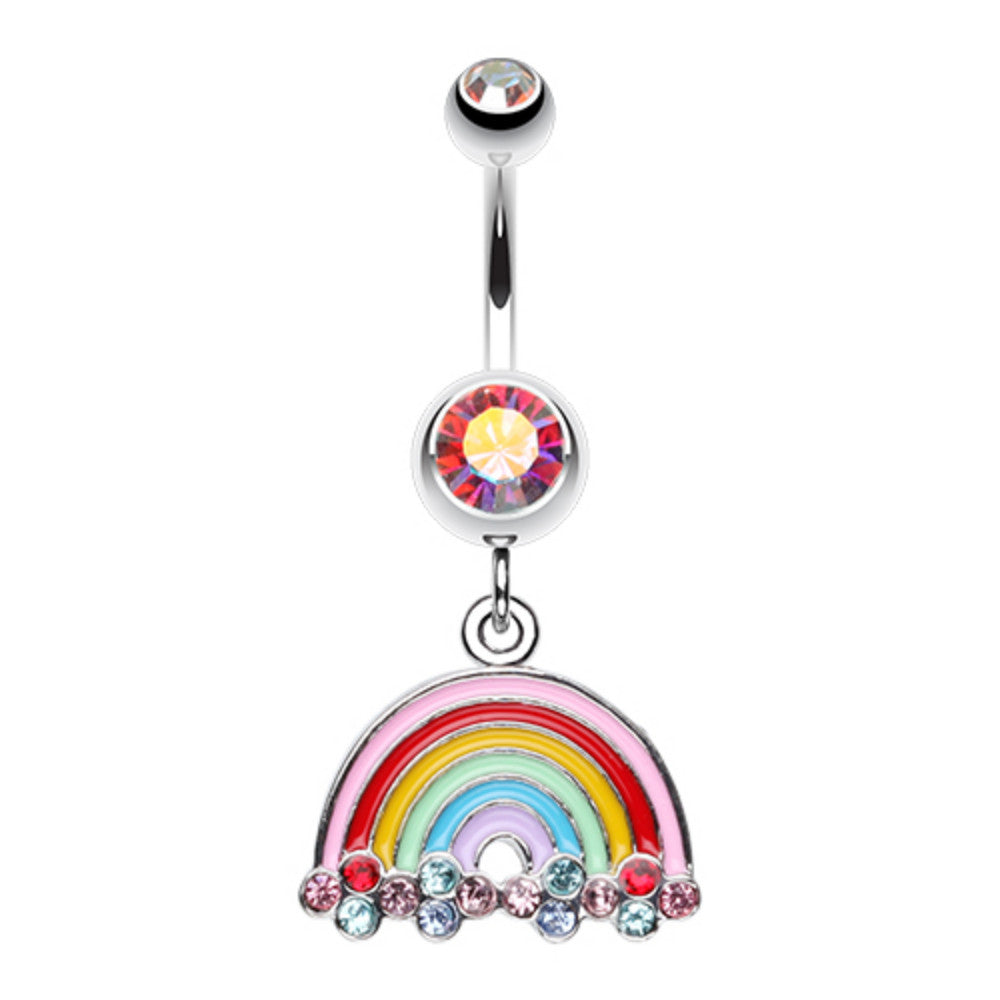 Candy Rainbow Sparkle Belly Button Ring