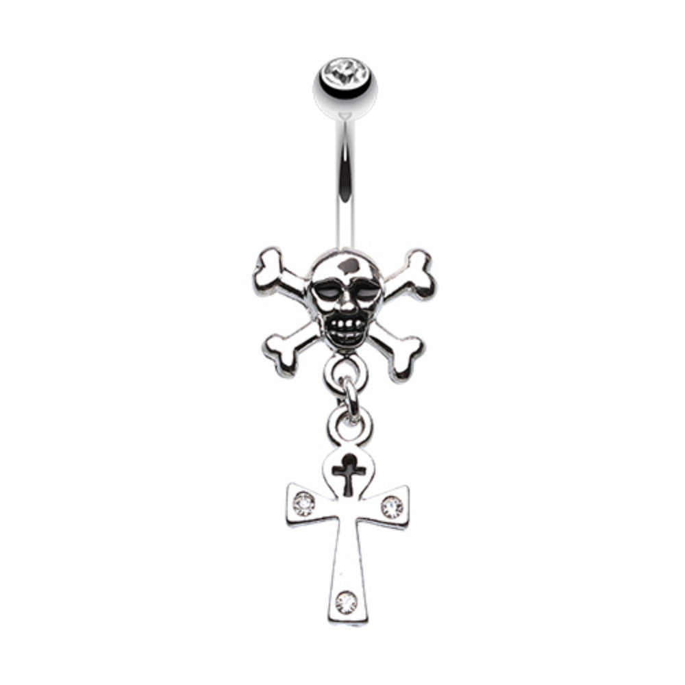 Cross Bones and Ankh Belly Button Ring