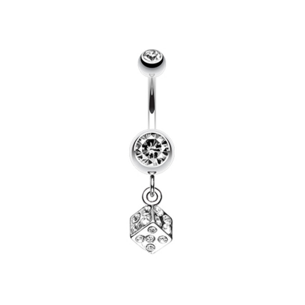 Single Dice Sparkle Belly Button Ring