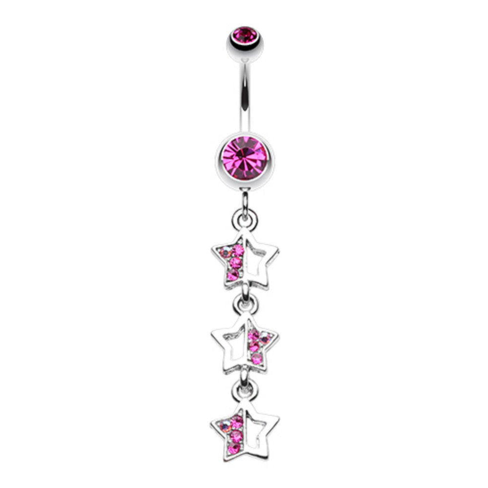 Triple Sparkling Star Belly Button Ring