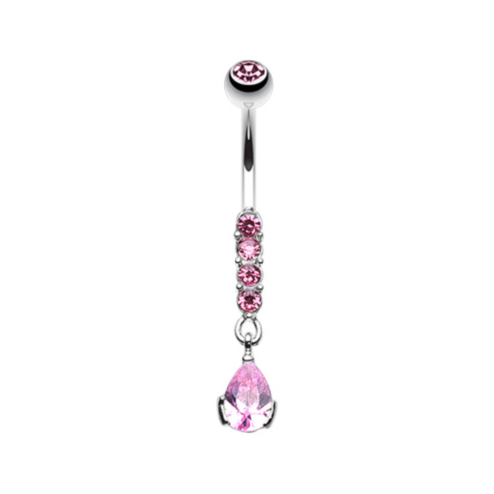 Sparkly Gem Droplet Belly Button Ring