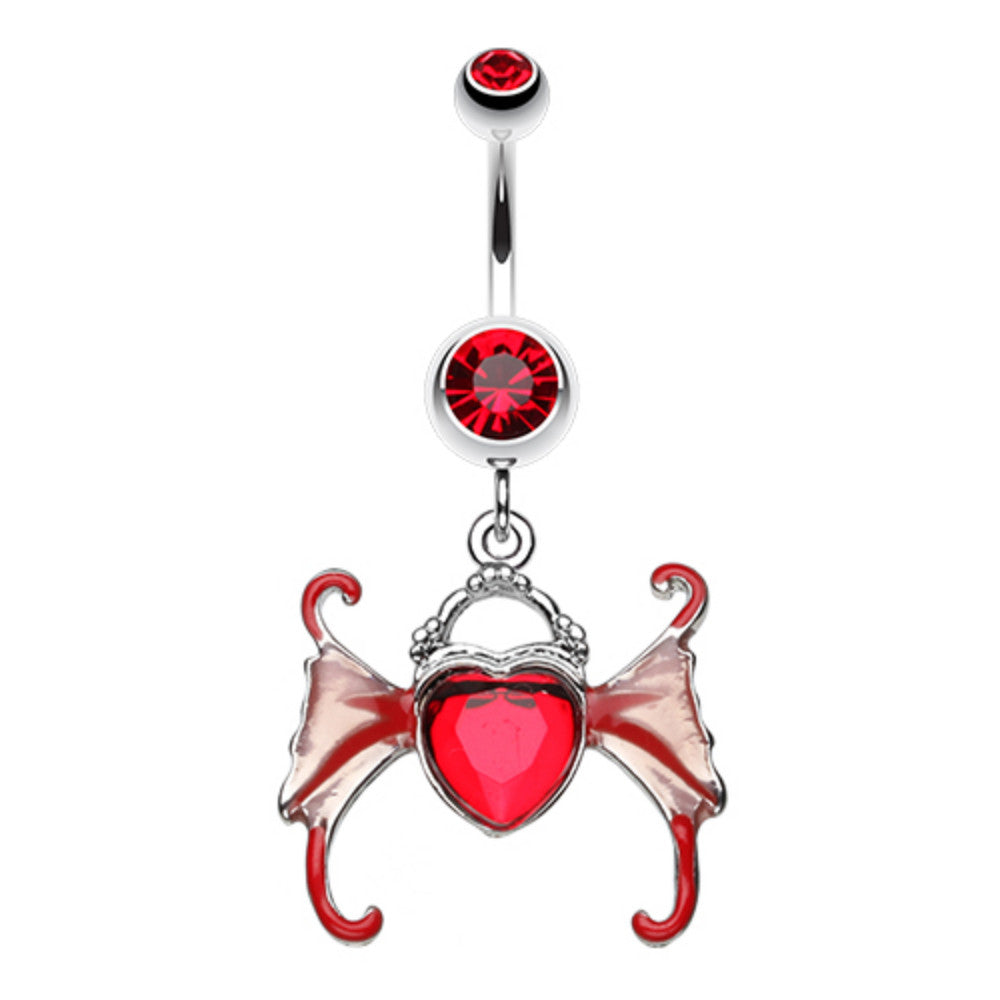 Angel Heart Wing Sparkle Belly Button Ring