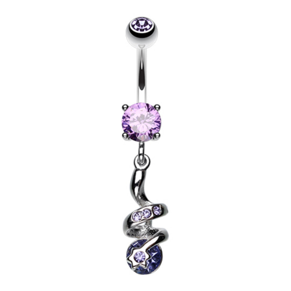 Sparkle Star Gem Swirl Belly Button Ring