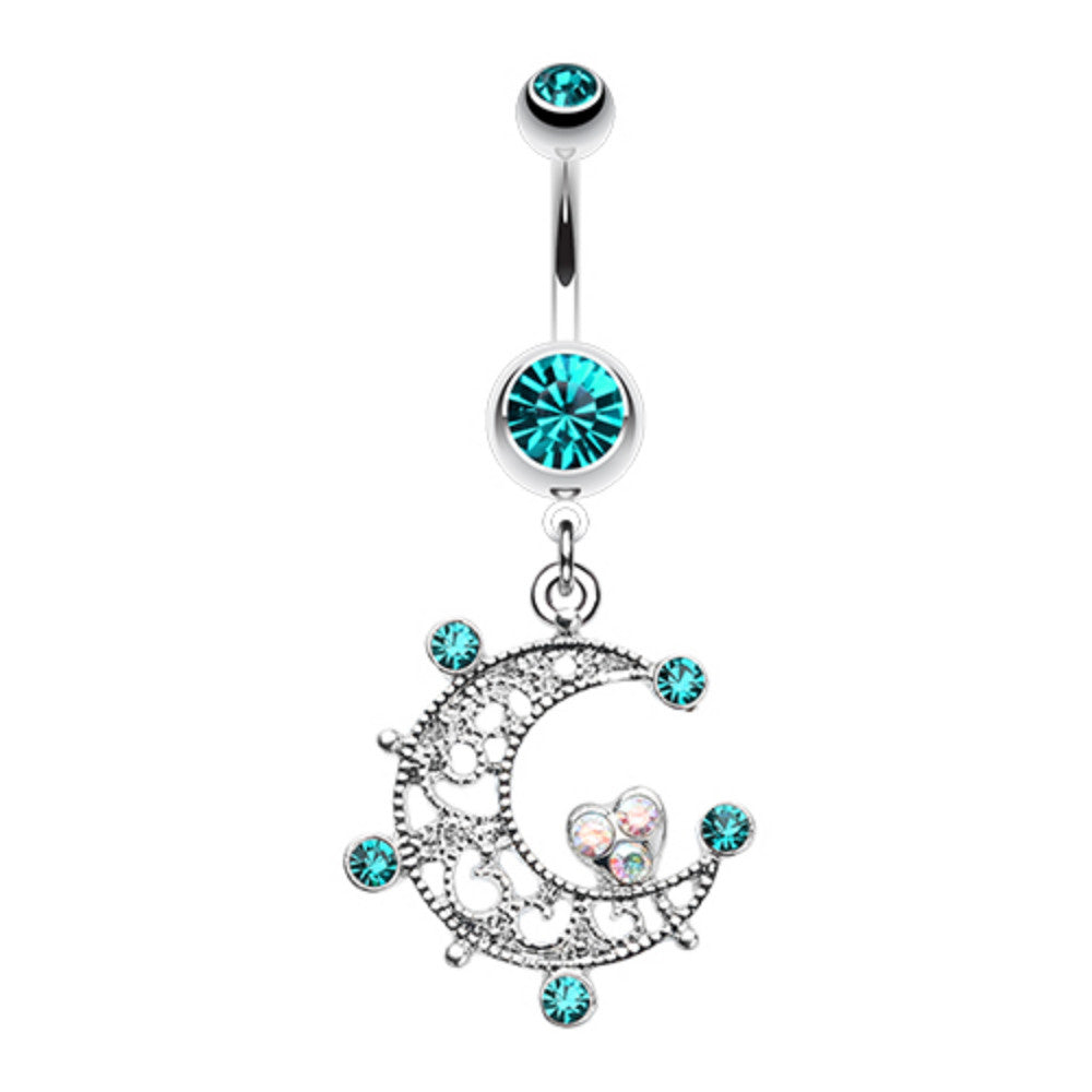 Elegant Sparkle Moon Belly Button Ring