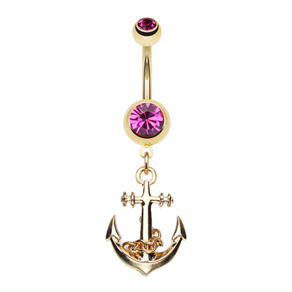 Golden Classic Anchor Belly Button Ring