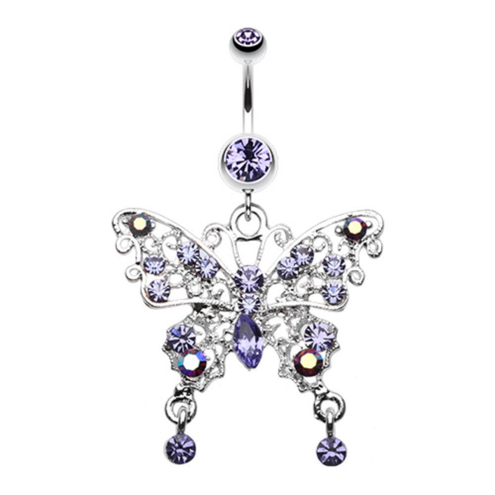 Fancy Gem Butterfly Belly Button Ring